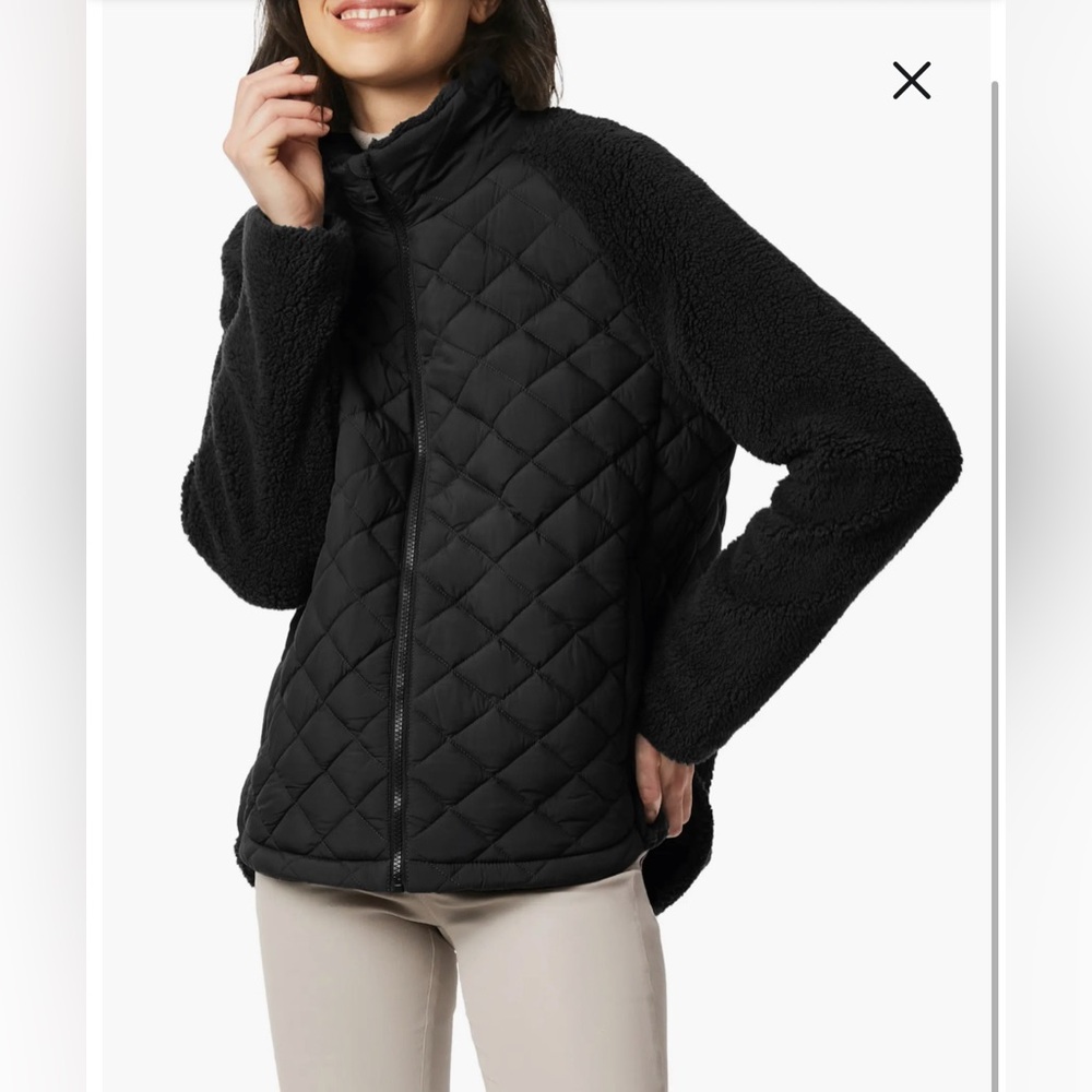 NWT Bernardo Black Quilted Sherpa Puffer Winter Jacket Plus Size 2XL XXL $165